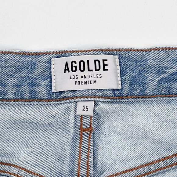 AGOLDE Jaden High Rise Cutoff Denim Shorts Women’s Size 26 Broken Distressed - Picture 3 of 6